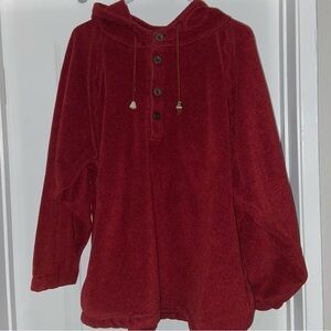 Red fur hoodie pullover y2k comfy top fuzzy cute jacket  long sleeve sweater